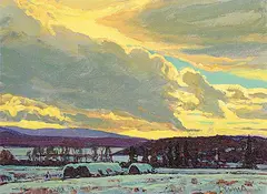 Winter Sunset by William Duma, acrylic on canvas board, sold Apr 2016