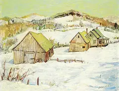 Helmut Gransow, Laurentian Landscape, 1957, oil on wood board