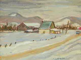 A. Y. Jackson, Road North of St. Agath, Feb. 29, 1964, oil on wood board