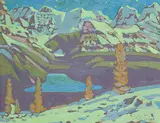 Lake O'Hara Nocturne, September by Illingworth Kerr, 1983, oil on canvas board, sold Apr 2016