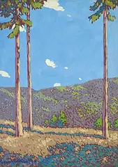 Frank Johnston, Forest Upland, gouache on paper board