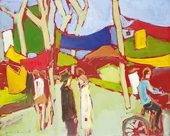 John Lennard, Untitled - A Day in the Square, acrylic on canvas