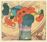 Nasturtiums #76/200 by Walter J. Phillips, 1928, colour wood block on paper, sold Apr 2016