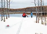 Dad is Getting Water for the House by Allen Sapp, acrylic on canvas, sold Apr 2016