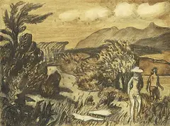 Philip Surrey, Untitled - Going on a Picnic, 1949, mixed media on paper