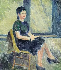 Fanny Wiselberg, Sitting Figure, oil on paper board