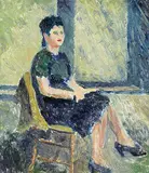 Fanny Wiselberg, Sitting Figure, oil on paper board