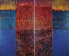 Eric Hoffman, Haida Blue, 1982, encaustic on wood panel