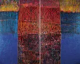 Eric Hoffman, Haida Blue, 1982, encaustic on wood panel