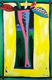 Leslie Donald Poole, Cherry Tree / Struggle, 1981, acrylic on paper board