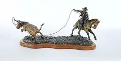 Wild Cow Milking #6/24 by Jay Contway, 1987, bronze sculpture, sold Apr 2016