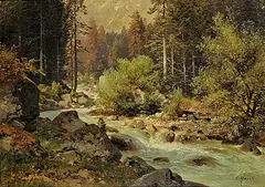 Carl Hasch, Untitled - Cool Mountain Stream, oil on canvas
