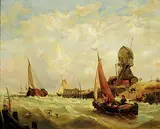 Clarkson - After Stanfield, Entrance to the Zuyder Zee, Texel Island, oil on canvas