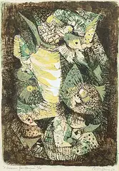 Léon Bellefleur, L'oiseau Fantastique #5/14, 1959, colour lithograph on paper
