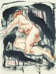 Adolf Benca, Untitled - Reclining Figure, 1984, mixed media on paper