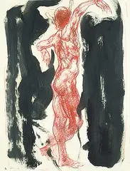 Adolf Benca, Untitled - Posing Figure, 1984, mixed media on paper