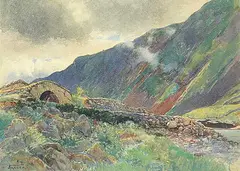 John Arthur Fraser, In the Pass of Brauder, watercolour on paper