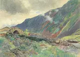 John Arthur Fraser, In the Pass of Brauder, watercolour on paper