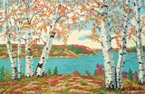 Clifton Wellington Greer, Rocky Birch Lake, oil on wood board