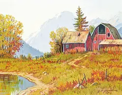 George A. Horvath, Mountain Farmstead, 1992, oil on canvas