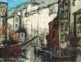 Jan Korthals, Camogli, Italian Harbour near Genova, oil on canvas