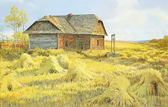 Isabel Levesque, Untitled - Prairie Barn, oil on board