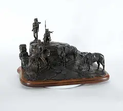 Harry O'Hanlon, Blackfoot Scouting Party #1/12, 1977, bronze sculpture