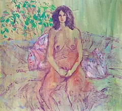 Violet Owen, Nude on a Couch, 1983, oil on canvas