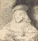 Harmensz Van Ryn - After Rembrandt, The Card Player, 1641, etching on paper