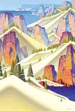 John Revill, Salish Hills, acrylic on wood board