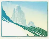 Mount Louis, Banff #149/200 by Margaret Shelton, 1943, colour lino block on paper, sold Apr 2016