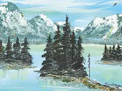 Alvin Elif Constant, Unititled - Maligne Lake, 1980, acrylic on canvas