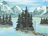 Alvin Elif Constant, Unititled - Maligne Lake, 1980, acrylic on canvas