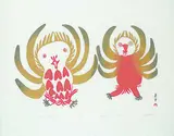 Pitseolak Ashoona, Evening Birds #11/50, 1970, colour relief print on paper