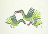 Keeleemeeoomee Samualie, Talik Birds #5/50, 1973, stonecut and stencil on paper