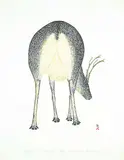 Caribou #58/200 by Kananginak Pootoogook, 1977, colour stonecut on paper, sold Mar 2016