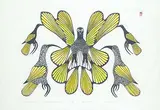 Eliyakota Samualie, Yellow Birds #15/50, 1978, colour stonecut and stencil on paper