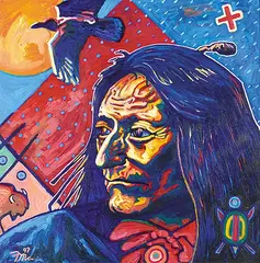 Frederick McDonald, Crowfoot's Dream of Home, 1997, oil on wood board