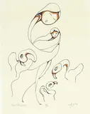 New Friends #A/P by Daphne Odjig, 1979, colour silkscreen on paper, sold Mar 2016