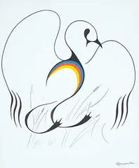 Clemence Wescoupe, Untitled - Dancing Bird, 1986, gouache on paper board