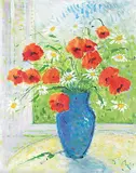 Geza Tibor Biro, Untitled - Red Poppies, oil on canvas