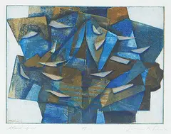 John Kenneth Esler, Wind Spirit #49/50, 1975, colour etching on paper