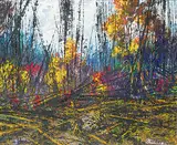 Carle Hessay, Untitled - Colour in the Forest, 1963, mixed media on wood board
