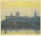 Nicholas Hornyansky, Quebec from the East [Levis], colour etching on paper