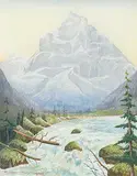 Ernest John Hutchins, Mt. Stephen, Rockies, 1918, watercolour on paper