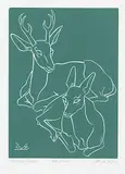Illingworth Kerr, Mule Deer #54/100, wood block on paper