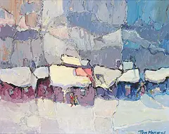 Thomas Mathews, Pink and Blue, acrylic on wood board