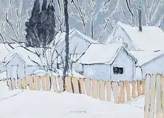 Robert F.M. McInnis, Untitled - My Backyard in Winter, oil on board
