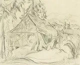 Irene Hoffar Reid, The Cabin [Alta Lake?], graphite on paper
