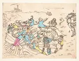 Noboru Sawai, Parade #76/100, colour wood block and etching on paper